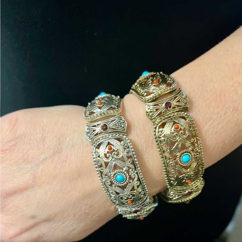 Elegant Silver and Gold Filigree Bracelets